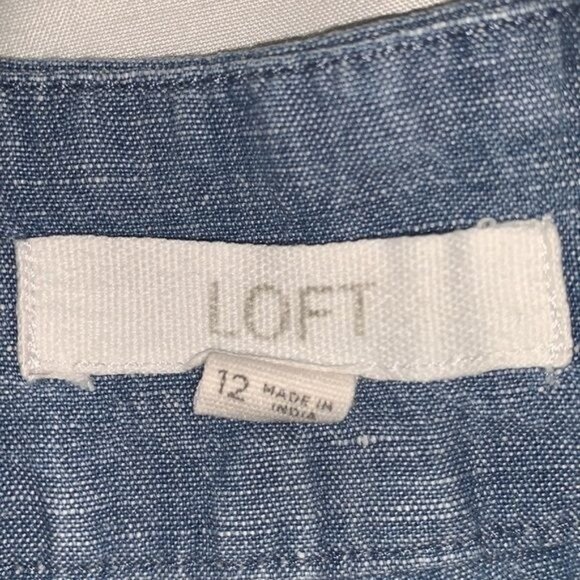 The Riviera Short Chambray Scalloped Hem Womens Size 12 Loft - Picture 2 of 10